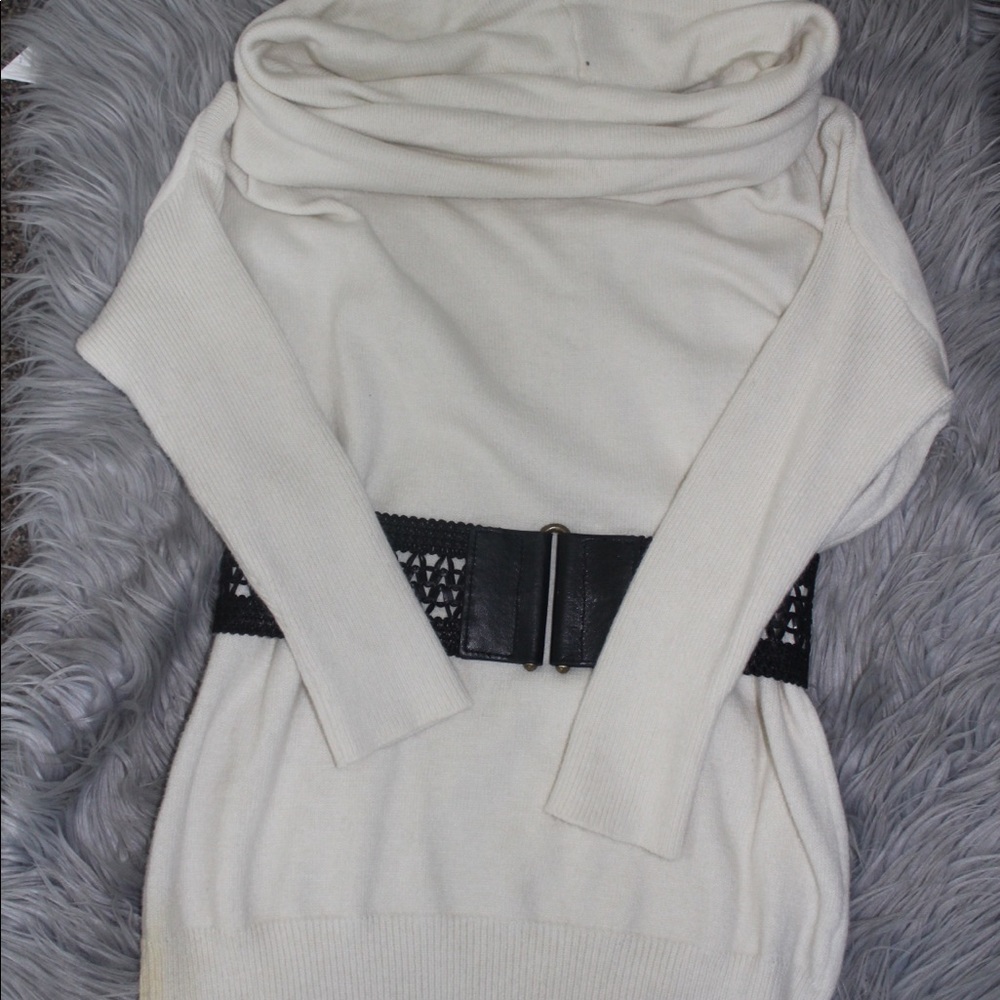 White sweater dress